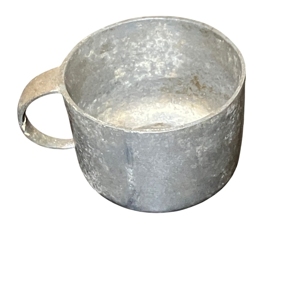 Wagner Ware Aluminum Cup Mug Silver Vintage Cabincore Primitive Rustic Antique